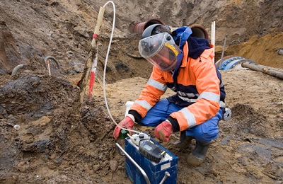 CFS engineer testing soil for contaminants